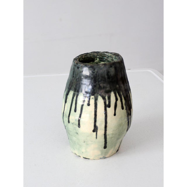 Green Vintage Handmade Studio Pottery Vase For Sale - Image 8 of 14