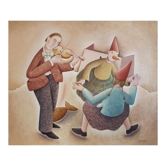 Un Ballo magico - Original Oil on Wooden Panel by C. Benghi - 2000s For Sale