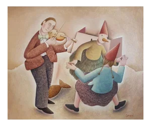 Un Ballo magico - Original Oil on Wooden Panel by C. Benghi - 2000s