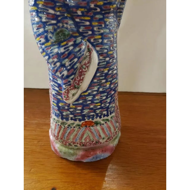 Early 20th Century Chinese Famille Rose Porcelain Lu Dongbin Statue With Horse Hair Facial for Hair For Sale In New Orleans - Image 6 of 10