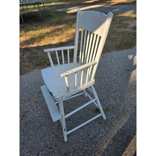 American Antique Early American Country Style Spindle Back Youth Chair With Historical Painted Patina For Sale - Image 3 of 5