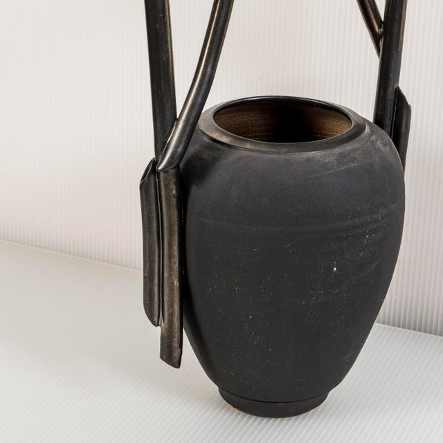 Ron Lederer Urban Oriental Stoneware Vase Sculpture Forrest Valley Pottery Tn For Sale - Image 4 of 11