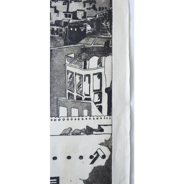 1968 Modernist Cityscape Etching For Sale - Image 4 of 6