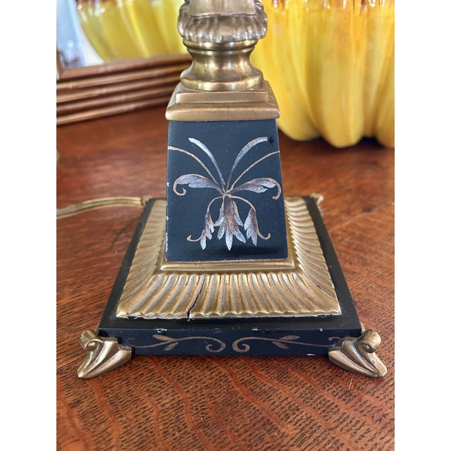 Late 20th Century Late 20th Century Neoclassical Regency-Style Lion Table Lamp Black & Gilt Metal in the Style of Frederick Cooper For Sale - Image 5 of 12