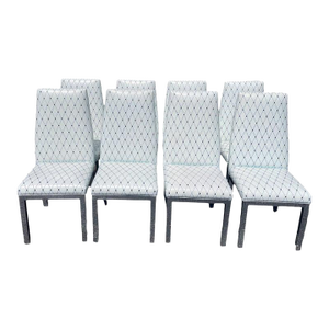 Custom Dia Milo Baughman White Leather and Chrome Parsons Dining Chairs