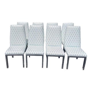 Design Institute of America for Milo Baughman White Leather and Chrome Parsons Dining Chairs For Sale
