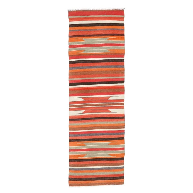 Textile Mid 20th Century Vintage Striped Kilim Runner For Sale - Image 7 of 7