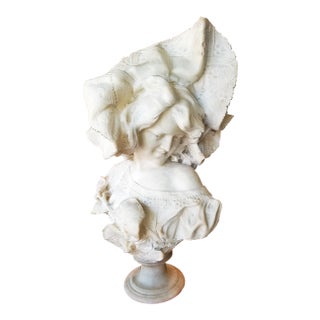 Italian Alabaster Marble Bust Figurine For Sale