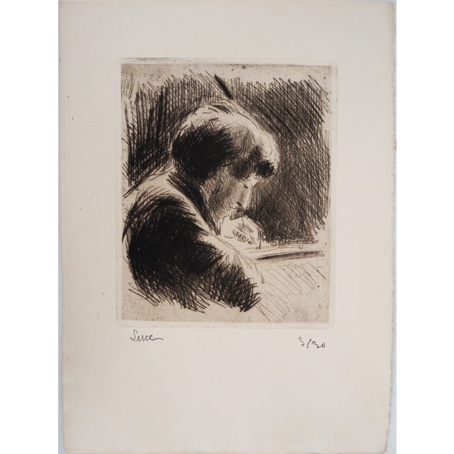 Maximilien Luce, Woman with Short Hair, Straight Profile, 1890, Original Etching For Sale
