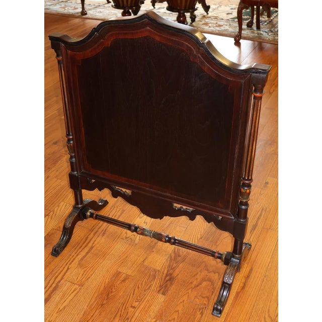 Traditional 1920's Mahogany Paint Decorated Regency Style Fireplace Screen For Sale - Image 3 of 12