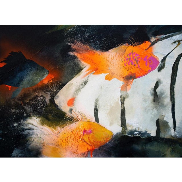 Early 21st Century White Tiger with Koi Fish, 2024, Oil Painting For Sale - Image 5 of 10