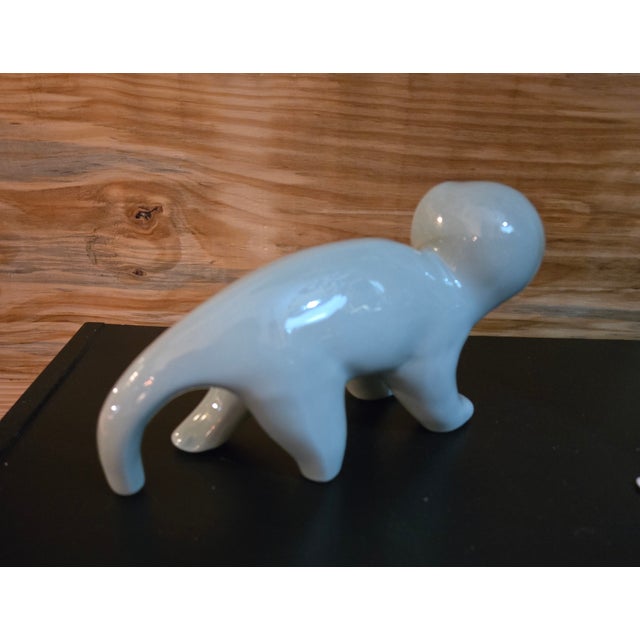 Mid-Century Modern Vintage Green Monkey Figurine With Gold Accents For Sale - Image 3 of 5