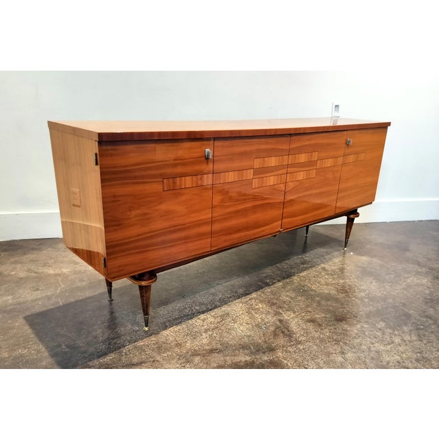 French Mid Century Modern Walnut Veneer Sideboard Circa 1960 For Sale - Image 9 of 12