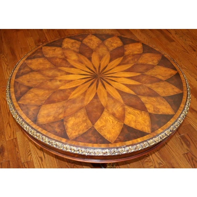 Brown Maitland Smith Spiro Mixed Wood and Metal Entry Center Table For Sale - Image 8 of 12