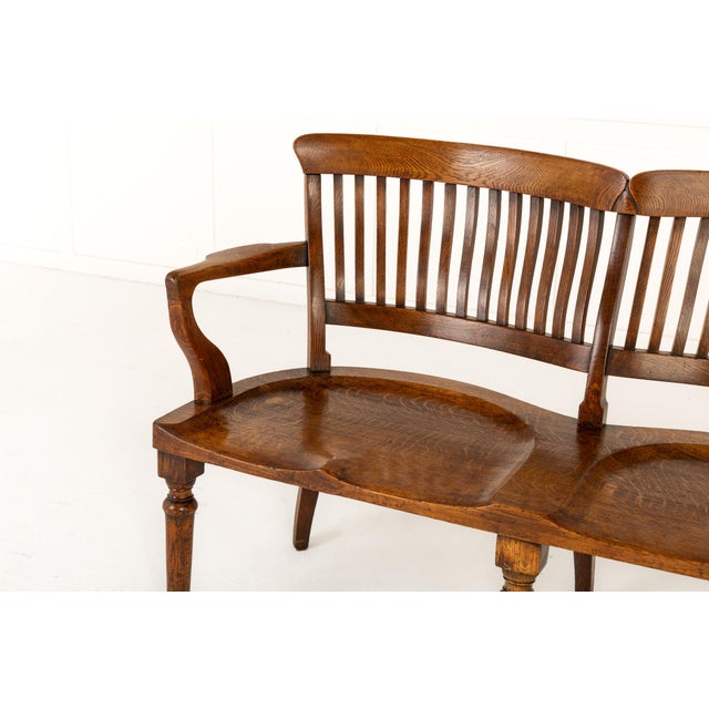 19th Century English Oak Double Chair-Back Settee For Sale - Image 6 of 9