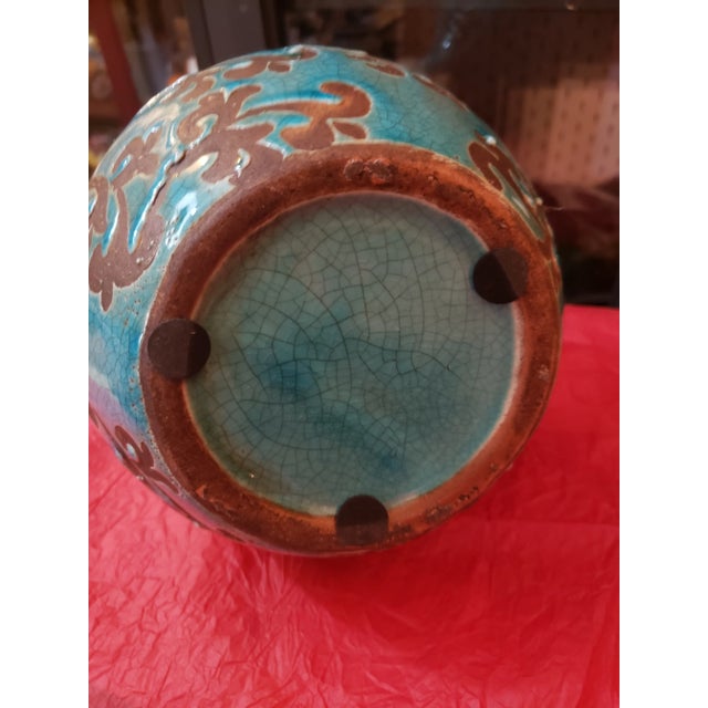 Vintage Carved Pottery With Foliate Design For Sale - Image 4 of 6