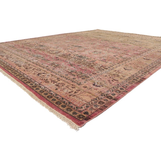 30778 modern distressed rug with vintage style 09'02 x 11'11. With its Indian summer colors and weathered beauty combined...