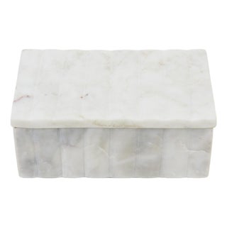 White and Gray Marble Box, 1990's For Sale