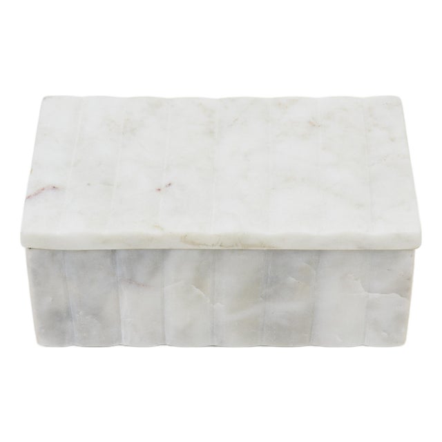 White and Gray Marble Box, 1990's For Sale