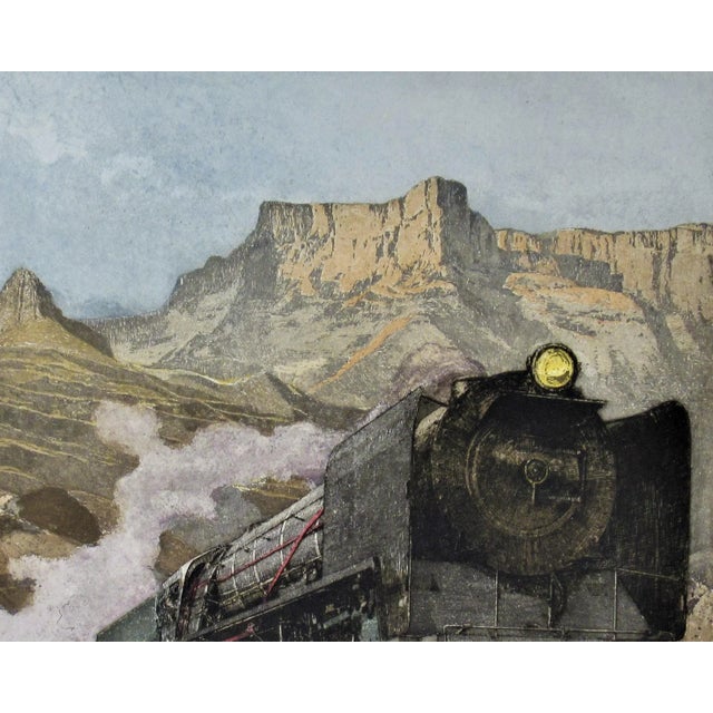 Luigi Kasimir, Henschel Locomotive, large color etching, Circa 1940 For Sale - Image 4 of 6