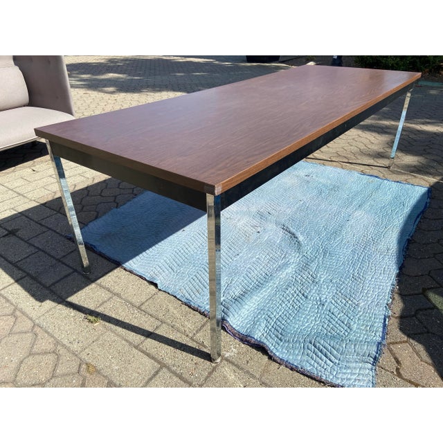 Krueqer vintage mid century modern tanker conference room table industrial grade heavy duty with folding legs, some scuffs...