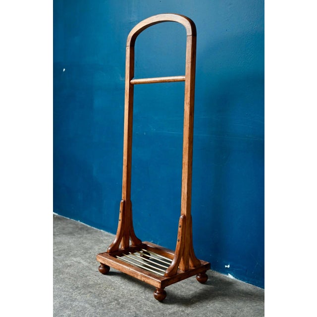 Vintage Wood and Gilt Brass Valet Stand with Turned Legs, 1930s For Sale - Image 9 of 14