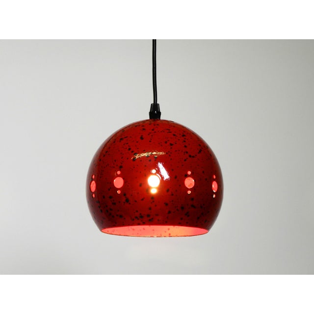 1960s Small Mid-Century Modern Red and Black Enameled Pendant Lamp, 1960s For Sale - Image 5 of 18