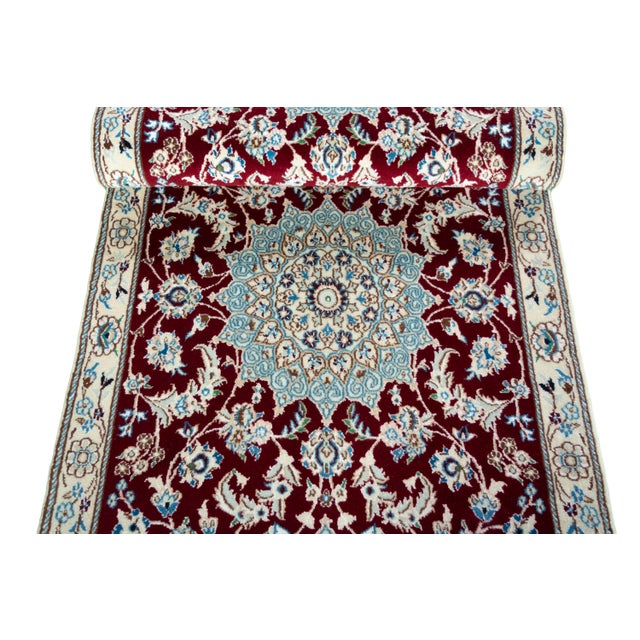 Hand-Knotted Runner Rug in Fine Wool For Sale - Image 9 of 12