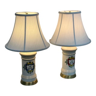 Ceramic Apothecary Vintage Column Table Lamps, Pair For Sale