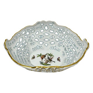 Porcelain Openwork Basket with Rothschild Pattern from Herend Hungary For Sale