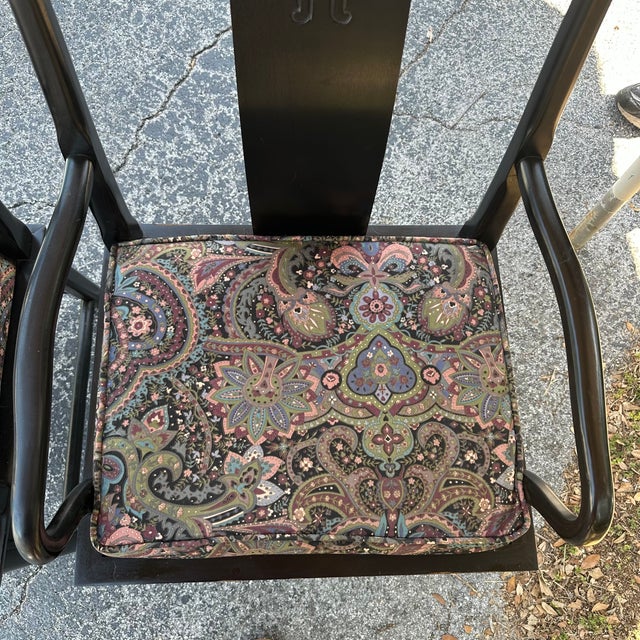 1970s Century Chin Hua Black Lacquered Arm Chairs -a Pair For Sale In Tampa - Image 6 of 6