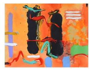 Contemporary Abstract Expressionist Orange & Black Painting