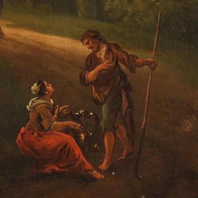 Dutch School, Landscape Painting with Figures, 18th Century, Oil on Canvas For Sale - Image 4 of 14