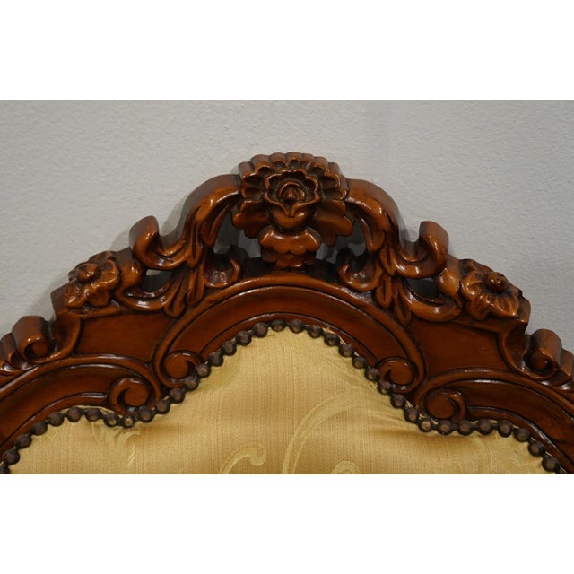 Brown Vintage Antique Traditional Rococo Style Carved Accent Side Chair For Sale - Image 8 of 11