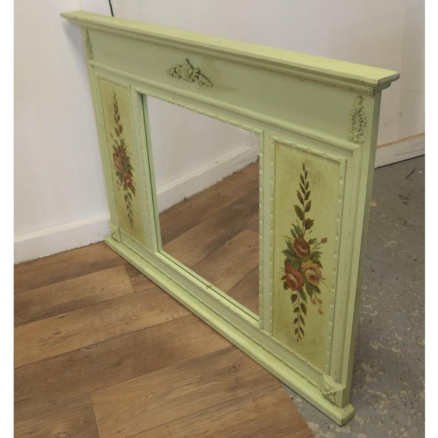 Large Folk Art Painted Overmantel or Wall Mirror, 1960s For Sale - Image 4 of 7