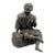 Japanese Meiji Bronze Okimono Seated Pipe Smoker, Signed Toko, C. 1890 For Sale
