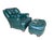 Vintage Thomas-Bain Leather Club Chair & Ottoman Set in Peacock Teal Green | Tufted Traditional Lounge Seating For Sale - Image 6 of 18