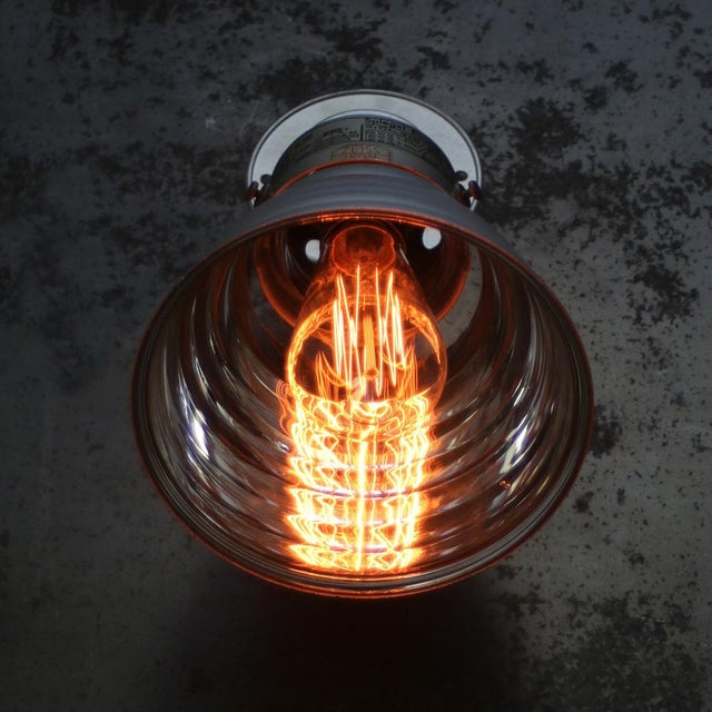 Vintage Industrial Zeiss Ikon Ik180 Mercury Mirror Glass Wall Light For Sale - Image 4 of 10
