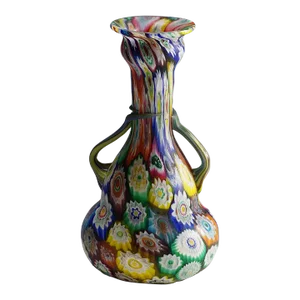 Multicolored Fratelli Toso Millefiori Murrine Vase, Murano Early 20th Century