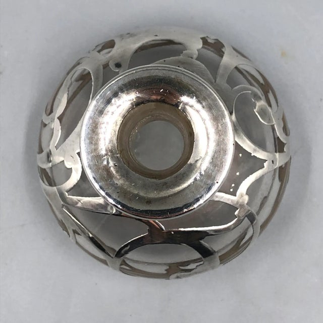 Antique Art Nouveau Glass Bottle with Sterling Silver Overlay, USA, 1900s For Sale - Image 6 of 11