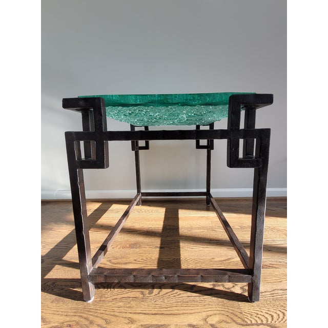 Tommy Bahama Home - Island Fusion Hermes Reef Glass Top End Table For Sale In Washington DC - Image 6 of 7