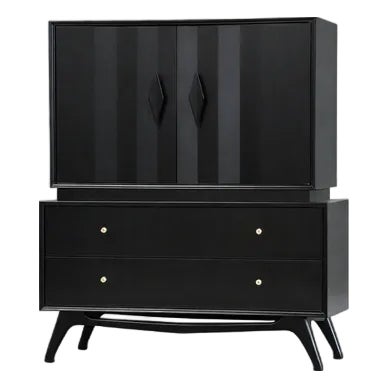 1960s Ebonized Black Lacquer Tall Mid Century Dresser For Sale