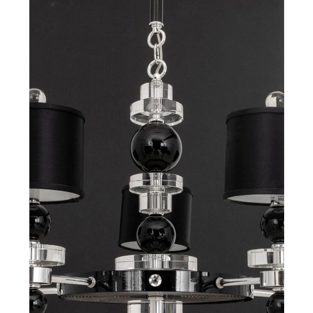 Late 20th Century Postmodern Black, Chrome and Acrylic Chandelier For Sale - Image 5 of 9