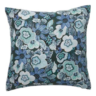 Boogie Oogie Oogie Teal Pillow on Cotton/Linen Blend For Sale