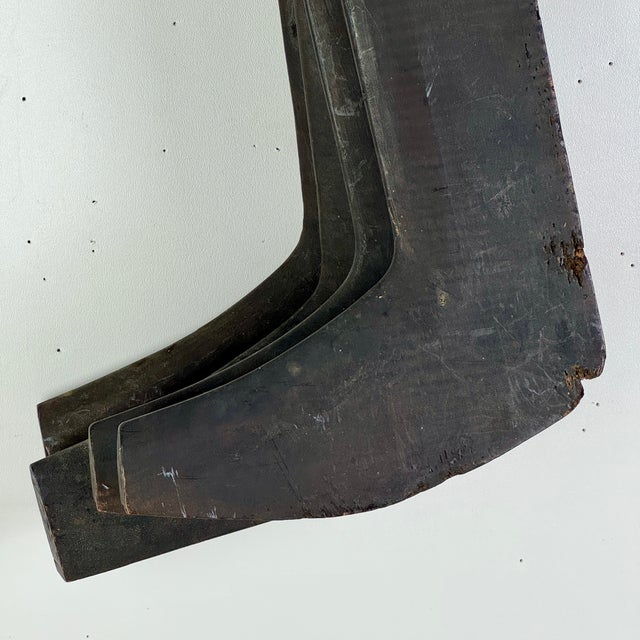 Rare to Market Set of 4 Primitive Antique Cobbler's Wood Boot Forms in Stained Black For Sale In New York - Image 6 of 16