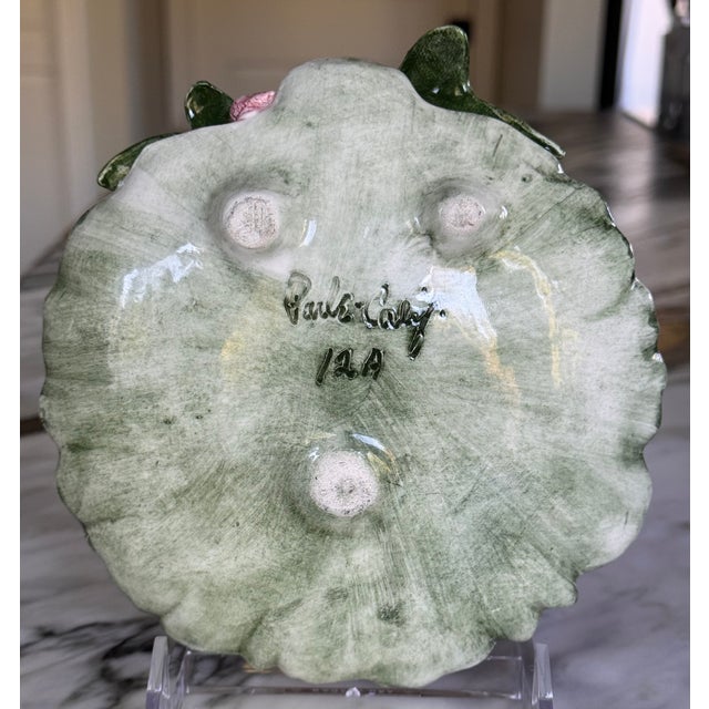 Mid-Century Modern LastChance!Hand Painted Floral Shell Motif Trompe L’Oleil Trinket Tray or Vide Poche - California For Sale - Image 3 of 8