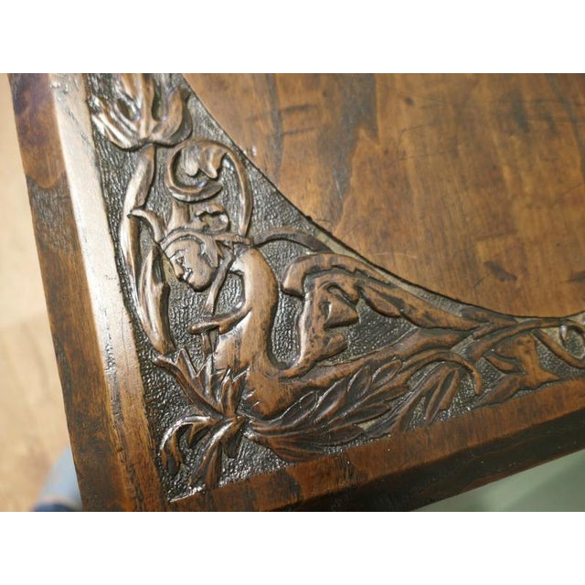 Elm Side Table with Celtic Carvings For Sale - Image 6 of 8
