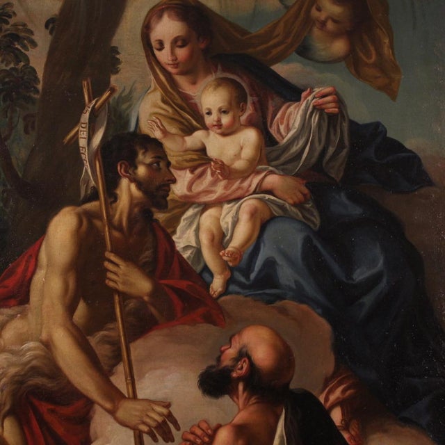 Italian Artist, Madonna and Child with St. John the Baptist and St. Roch, 1780, Oil on Canvas For Sale - Image 4 of 16