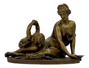 Antique 19th Century Gilt French Bronze of Venus & Cupid after Carrier-Belleuse