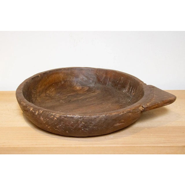 Boho Chic Vintage Wooden Bread Bowl For Sale - Image 3 of 6